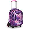 SJ Seven Seven Trolley Scuola Jack Detach 3 Ruote, Viola Fucsia, Bubble Street, 3 in 1, Zaino Con Carrello Sganciabile, Tasca Amovibile Uso Zainetto e Crossover System, Zaino Scuola Viaggio, Bambina Ragazza