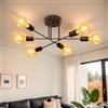 HUSTUNG Lampadario Soggiorno,Lampadario Camera da Letto Industrial con 6 Bracci E27, plafoniera soffitto nero Ideale per Sala da Pranzo, Cucina, Camera da Letto (Senza Lampadine)