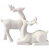 KiaoTime 2 statuette di porcellana natalizie a forma di renna, formato mini, decorative, da collezione, per tavolo, vetrinetta, camino, casa