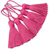 Makhry, confezione da 20 mini nappe in filo dall'aspetto setoso fatte a mano con anello da 5,1 cm e piccolo nodo cinese per orecchini, souvenir, segnalibri, accessori per lavori creativi (rosa scuro)