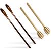 Hugwish 4pcs Cucchiaio per Miele Legno E cucchiaini Legno Lunghi, Cucchiaio caffè Lungo, Spargi Miele, Spargimiele Bastoncini Cucchiaio Piccolo con Manico Lungo per caffè, Latte, tè, Dolci e Zuppe