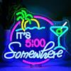 SIGNSHIP LED Neon Anywhere at 5 o'Clock Sign - USB Powered, Alimentato Tramite Decorazione Murale for Bar, Ristorante, Spiaggia and Carrello Domestico