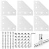 thirei Piastra di Collegamento, 6PCS Forma di L Profilo Alluminio, Staffa Angolare Sagomata, con 30 pezzi di Dadi M5+30 pezzi di Bulloni M5*8, per Profilo in Alluminio 2020, Telaio Dell'edificio