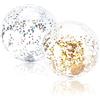 Quuylin Pallone da Spiaggia, 2 Pezzi Glitter Pallone Gonfiabile Spiaggia, 40cm Pallone Gonfiabile, Estate Palla Gonfiabile Giochi D'acqua per Bambini Adulti Spiagge, Feste in Piscina