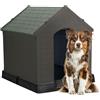 Aqpet Cuccia per Cani in Plastica Impermeabile - Uso Interno ed Esterno, con Pavimento Rialzato, Resistente e Spaziosa - Adatta per Cani di Taglia Grande 105x96x98 cm, Colore Marrone