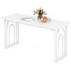 LIFEZEAL Tavolo da Pranzo Bianco, Tavolo da Cucina Moderno, 160x60 cm, per 6-8 Persone, con Gambe ad Arco, in Legno+Metallo, Dinner Table, per Sala da Pranzo, Soggiorno, Max 150 kg
