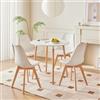 DEYARNA HOME Set di Mobili per Sala da Pranzo, Set da Pranzo da 5 Pezzi con 1 Tavolo da Pranzo Rotondo e 4 Sedie da Pranzo, Ideale per Cucina, Sala da pranzo, Soggiorno, Ufficio (Bianco)