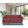 arredo Divano letto angolare con penisola Reversibile a destra/sinistra contenitore in tessuto con penisola modello Mersin corner 230x170 cm (Bordeaux)