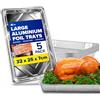 ebake Vaschette Alluminio - Confezione da 5 Contenitori Alluminio Monouso (32cm x 20cm x 3cm) - Teglie Alluminio da Forno per Cottura, Arrosto, BBQ e Conservazione Alimenti - Teglie usa e Getta