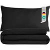 Komfortec Biancheria da letto premium super soft Copripiumino 135x200 cm in 2 parti + federa 40x80 cm, 100% microfibra spazzolata, nero
