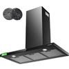 GASLAND TR90BS A++ Cappa Aspirante 90 cm Umluft, Cappa a Parete 881 m³/h con Touch Control, 4 Livelli incl. Booster, Scarico Fumi, Montaggio a Parete, Filtro a Carbone Attivo CF176