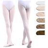 DANCEYOU 2 Paia Collant Danza Classica Balletto Calze per Bambina Ragazze Donne Bianco Con Piedi M