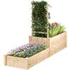 Outsunny Fioriera Rialzata con Grigliato per Rampicanti e Divisorio, in Legno di Abete, 222x63x132 cm, color Legno