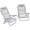 Outsunny Set 2 Sedie da Campeggio Pieghevoli e Reclinabili su 6 Livelli, in Alluminio e Schiuma, 62x65x80 cm, Grigio Chiaro