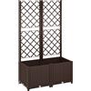 Outsunny Fioriera Rialzata con Traliccio per Rampicanti e 8 Fori di Drenaggio in PP, 80x40x135 cm, Marrone