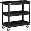 DURHAND Carrello Porta Attrezzi a 3 Livelli in Acciaio con Bordi Alti e 4 Ruote Girevoli, 83x35.3x76 cm, Nero