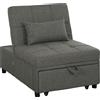 HOMCOM Poltrona Letto 4 in 1 Convertibile in Chaise Longue e Poggiapiedi con Sistema Clic Clac, Grigio