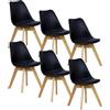 WOLTU Sedie da Pranzo Set di 6, Sedie da Cucina con Imbottite Moderne, per Sala da Pranzo, in Legno Massello e Pelle Sintetica, Capacità di Carico 150 kg, Nero, BH29sz-6