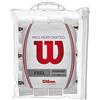 Wilson Grip Wrz4006Wh Impugnatura Pro Overgrip Perforated, Unisex, Bianco, 12 Unita & Pro Feel, Antivibrazione Con Logo Per Racchetta Unisex-Adulto, Rosso/Argento, 2 Pezzi