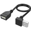 ZYKEJJDDAK Cavo di prolunga USB 2.0, 480 Mbps, 90 gradi, angolo destro/sinistro/su/giù, cavo di ricarica salvaspazio nero