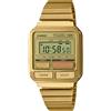 Casio Orologio Quarzo Unisex, misura cassa 40.00mm con quadrante Oro Digitale e cinturino Oro in Cinturino in metallo A120WEG-9AEF