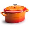 Pentole Agnelli Coghsop12612o - Casseruola Ovale In Ghisa Con 2 Maniglie, Arancione, 12 x 9 Cm, 1 Pezzo