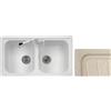 Plados Lavello Cucina Fragranite 2 Vasche Incasso Larghezza 86 cm materiale Ultragranit colore Avena UG94 - PL0862 Serie Atlantic