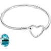 LNQOBU Bracciale in Argento con maglia Snake e chiusura a cuore Compatibile con Pandora Europei Charms da Donna