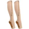 Keenso Calze a Compressione, Calza a metà Polpaccio con Cerniera, Calze a Compressione Slim per Donna e Uomo, gambaletto, Punta Aperta, Sostegno Rigido, vene varicose, Calze(XXL)