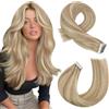 Moresoo Extension Capelli Veri Biadesivo 50cm #P16/22 50g 20pz | Ideale per Cerimonie, Confortevole da Indossare, Look Elegante, Morbidi al Tatto, Per Donne