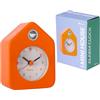 Fisura - Sveglia mini casetta arancione. Sveglia analogica senza tic-tac. Piccola sveglia originale. 9,7 centimetri x 7,3 centimetri x 4,5 centimetri. 1 batteria AA