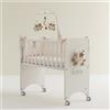 NANAN Lettino Culla Neonato in Legno Fianco Letto per Co-sleeping con Ruote colore Bianco/Rosa - Puccio