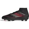 adidas F50 League Mid Football Boots FG/MG Kids, Scarpe da Calcio, Core Black/Iron Metallic/Lucid Red, 32 EU