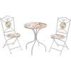 LBSIGN Set Bistrot Tavolo Mosaico 60 Cm 2 Sedie Pieghevoli Otranto Bianco