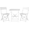 LBSIGN Set Bistrot Pieghevole In Acciaio Tavolo 60x60 Con 2 Sedie Donald Bianco