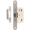 Amig - Maniglia unificata Mod.2001 per porte in legno di passaggio a bagni, cucine o camere - Chiusura a incasso in acciaio inox - Ingresso 50 mm - Fronte a bordo rotondo