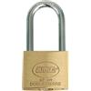 Amig - Lucchetto di Sicurezza | Arco Lungo | Ottone e Arco in Acciaio | Per Armadietti, Porte, Valigie | Doppia Chiusura | Isolante Termico Adesivo, Ottone Opaco, 40 mm