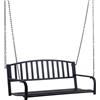 Outsunny Dondolo Sospeso Dondolo da giardino con 2 Posti, Romantica Panchina in Metallo Nero per Esterni, 127 x 60 x 47 cm|Aosom