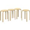 HOMCOM Set 4 Sgabelli Impilabili Rotondi e Moderni per Cucina e Bar in Legno, Ø40x54cm, Colore Legno|Aosom