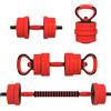 SPORTNOW Set Pesi da Palestra 4 in 1 da 20kg, Convertibile in Kettlebell, 2 Manubri, Bilanciere e Supporto Flessioni, Rosso