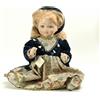 Produttori Vari BAMBOLA LAURA IN PORCELLANA cm.75 BROCCATO E VELLUTO BLU MADE IN ITALY