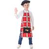 Creaciones Llopis Costume da grembiule castano a quadri rossi, costume castano bambino (11-13 anni)