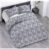 Riad Arredo Set Copripiumino Morbido 100% Puro Cotone Italiano - Parure Sacco Piumino con Federe Made in Italy (Foglie Grigio, Singolo 155x240 + 1 federa 52x82)