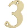 Amig Numero 3 fori in ottone lucido per avvitare in interni ed esterni, 100 mm, per porta, pareti o facciate di case, finitura dorata