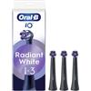 Oral-B Testine di Ricambio iO Series Radiant White Black, testine rotonde di ricambio originali, setole angolate per una rimozione più profonda della pla