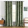 MIULEE Tende Velluto con Motivo a Foglia D'oro, Tende Verde Oliva per Soggiorno 2 Pezzi 140x260 cm, Decorazioni per Casa Interni Finestra, Tenda in Velluto Camera da Letto con Anelli