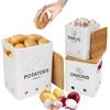 Aevcvok Set di 3 Porta Patate Cipolle Aglio, Contenitori Patate e Cipolle e Aglio Impilabile Cucina con Coperchio in Bambù, Contenitore Dispensa per Patate e Cipolle e Aglio Freschezza, Bianco