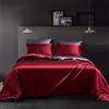 YASMENG Biancheria da letto 135x200 cm, in raso, rosso, vinaccia, grigio scuro, double-face, in tinta unita, di alta qualità, morbida, 2 pezzi, con chiusura lampo e federa da 80x80