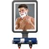 Suupvaor Specchio da doccia antiappannante con luce, grande 23*17,5 cm Specchio da barba riscaldato antiappannamento, luce dimmerabile a 3 modalità di colore, con vassoio portaoggetti e porta rasoio