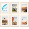PHOTOLINI Set di 6 cornici per poster 30x40 cm con passe-partout 20x30 cm legno MDF naturale, plexiglass infrangibile, da parete, accessori inclusi - per foto, immagini e poster